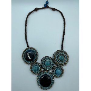 Beaded Statement Necklace Vintage Aquaprase Tourmaline Chunky 3D